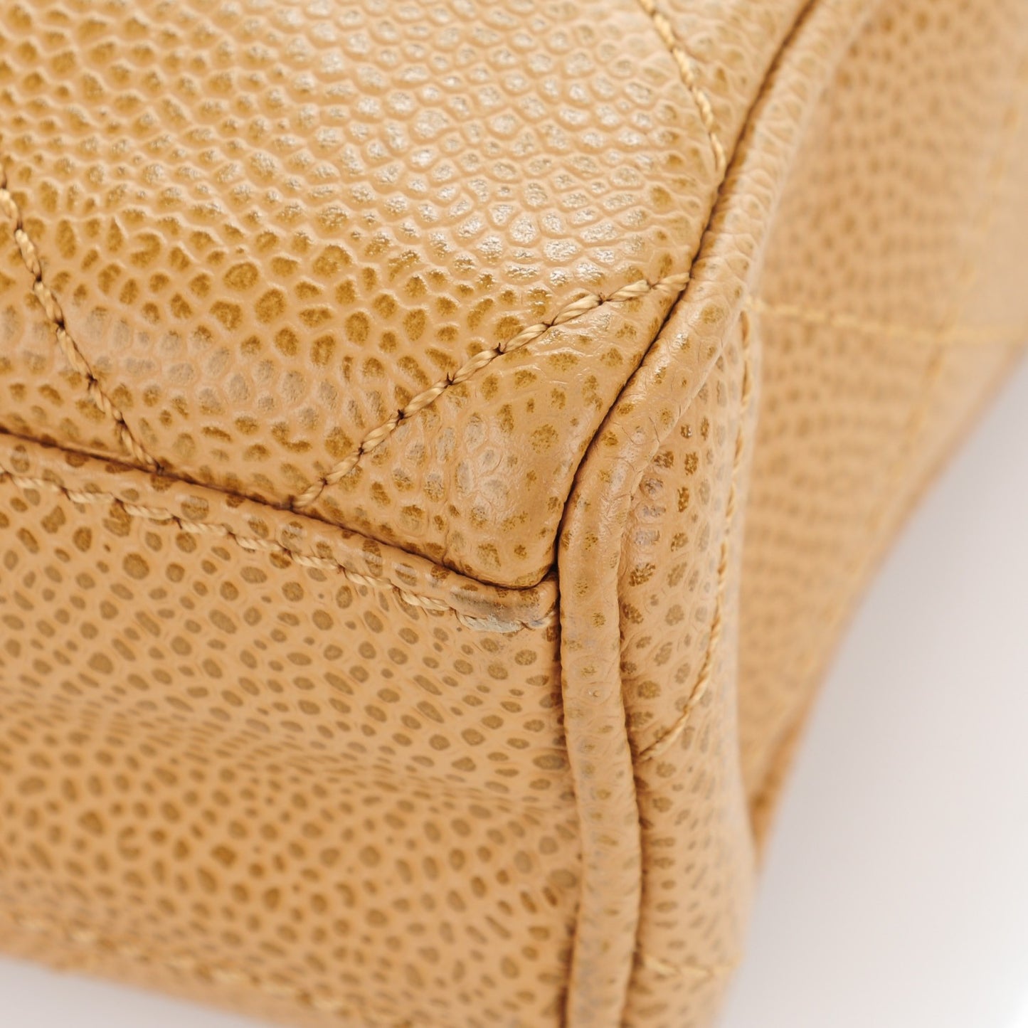 Caviar Quilted Medium Single Flap Beige