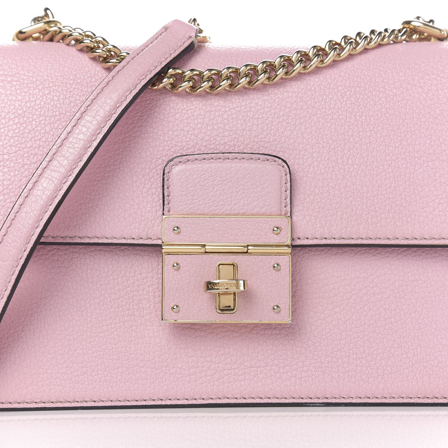 Dolce & Gabbana Grained Calfskin Rosalia Shoulder Bag Pink 10 of 10