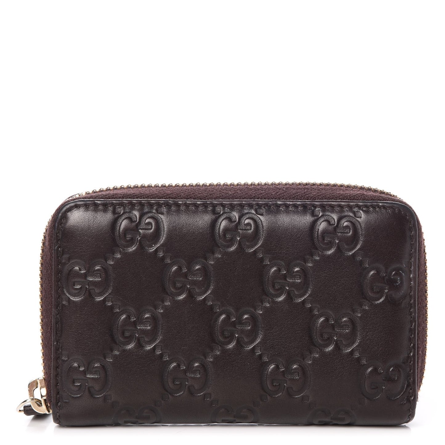 Guccissima Zip Around Card Case Chocolate