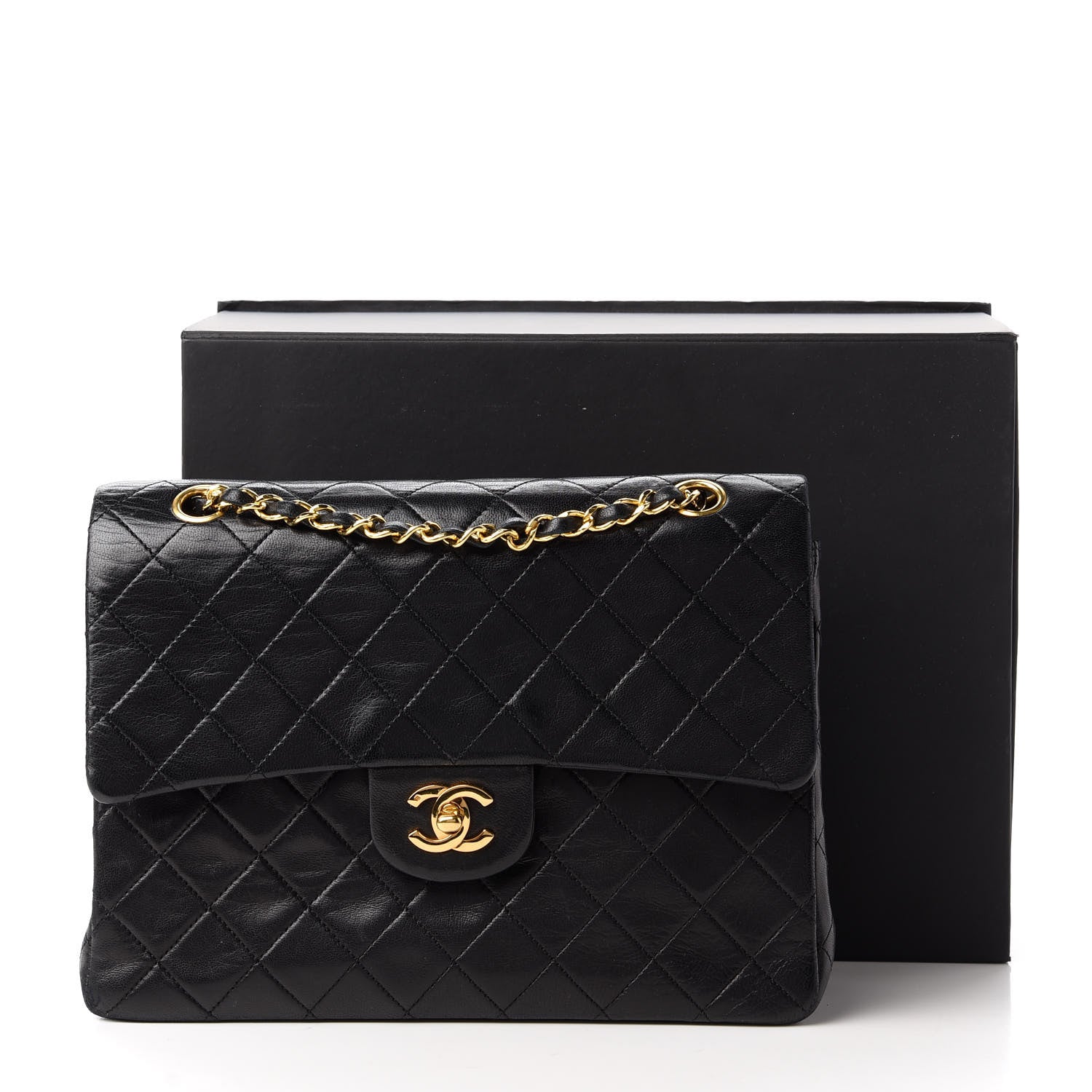 Chanel Lambskin Quilted Medium Double Flap Black 11 of 11