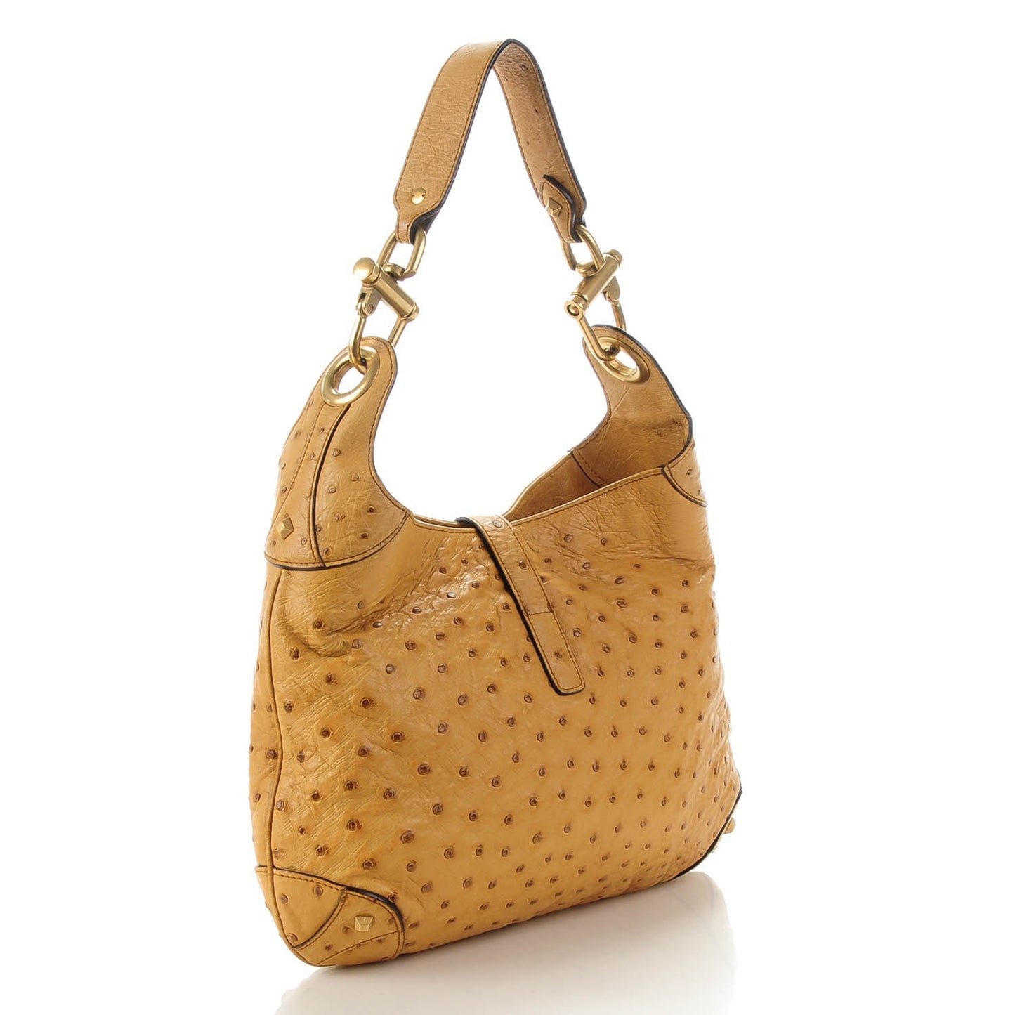 Ostrich Jackie O Piston Lock Hobo Tan