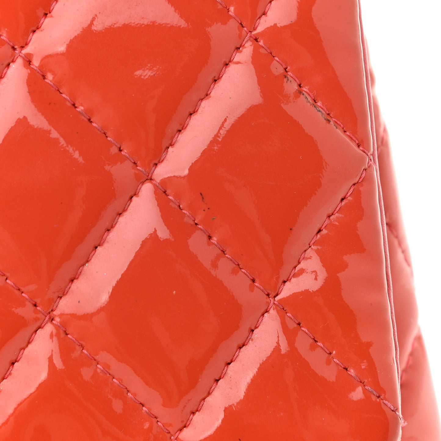 Patent Calfskin Quilted Medium Double Flap Red