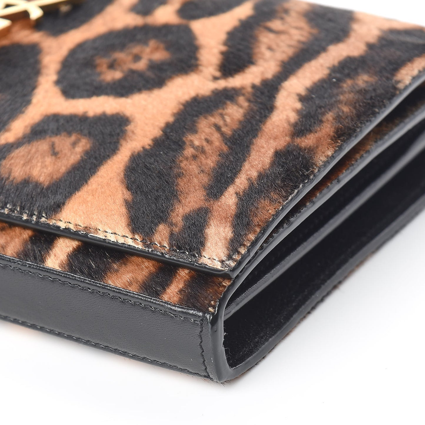 Calf Hair Monogram Chain Wallet Leopard