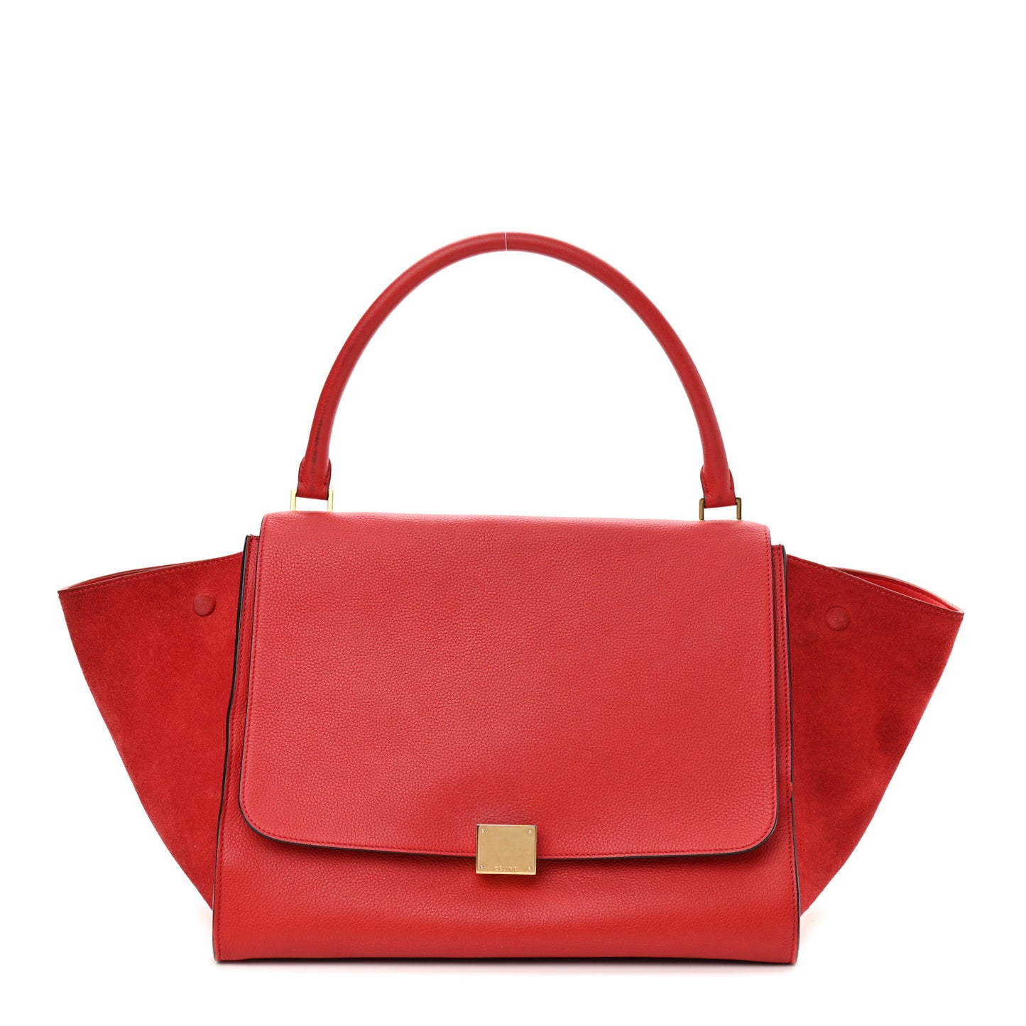 Drummed Calfskin Suede Large Trapeze Coquelicot