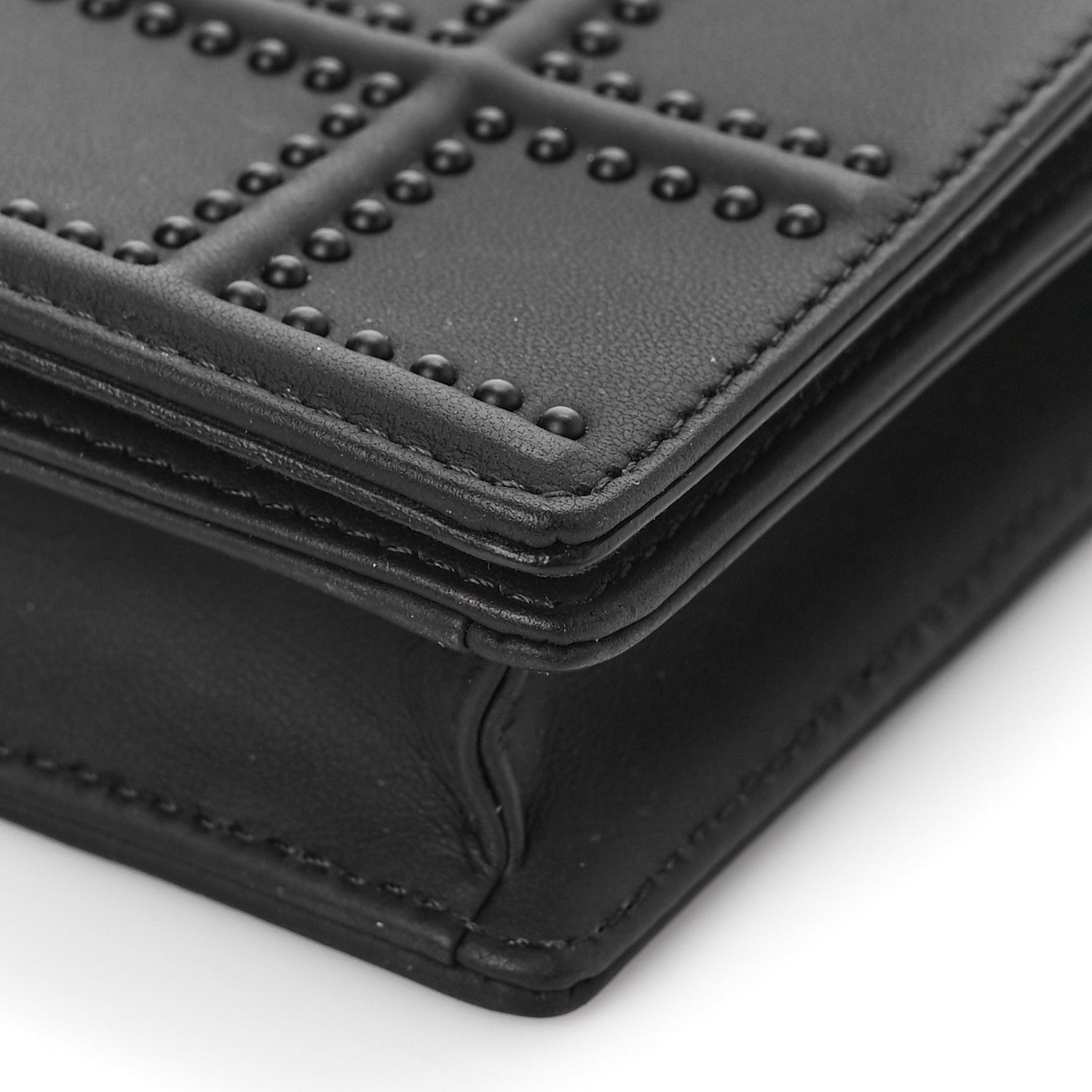 Christian Dior Ultra Matte Calfskin Studded Diorama Wallet on Chain Pouch Black 7 of 7