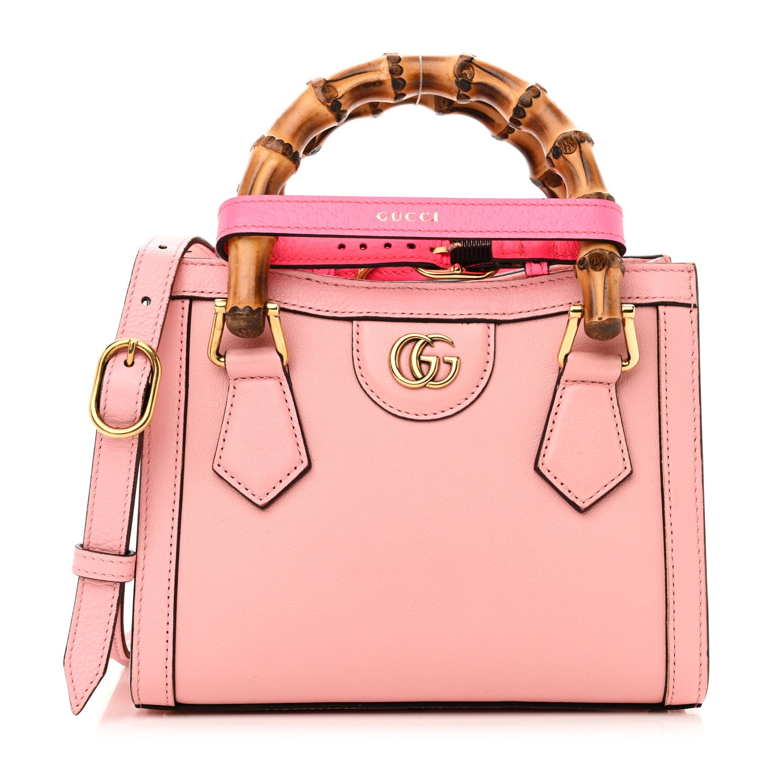 Gucci Wonka Grain Calfskin Mini Diana Tote Bag Wild Rose Fuxia Fluo 1 of 10