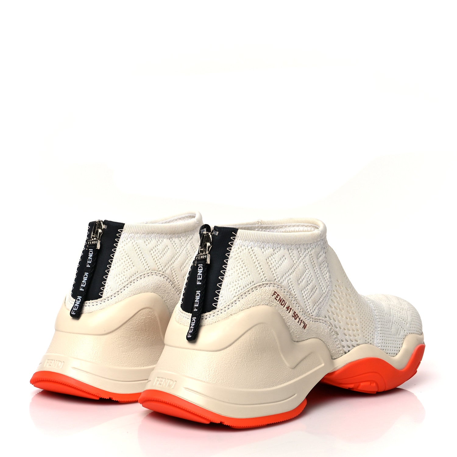 Fendi Technical 3D Mesh Womens FFluid Zip Up Sneakers 40 White Latte Ruggine 4 of 10