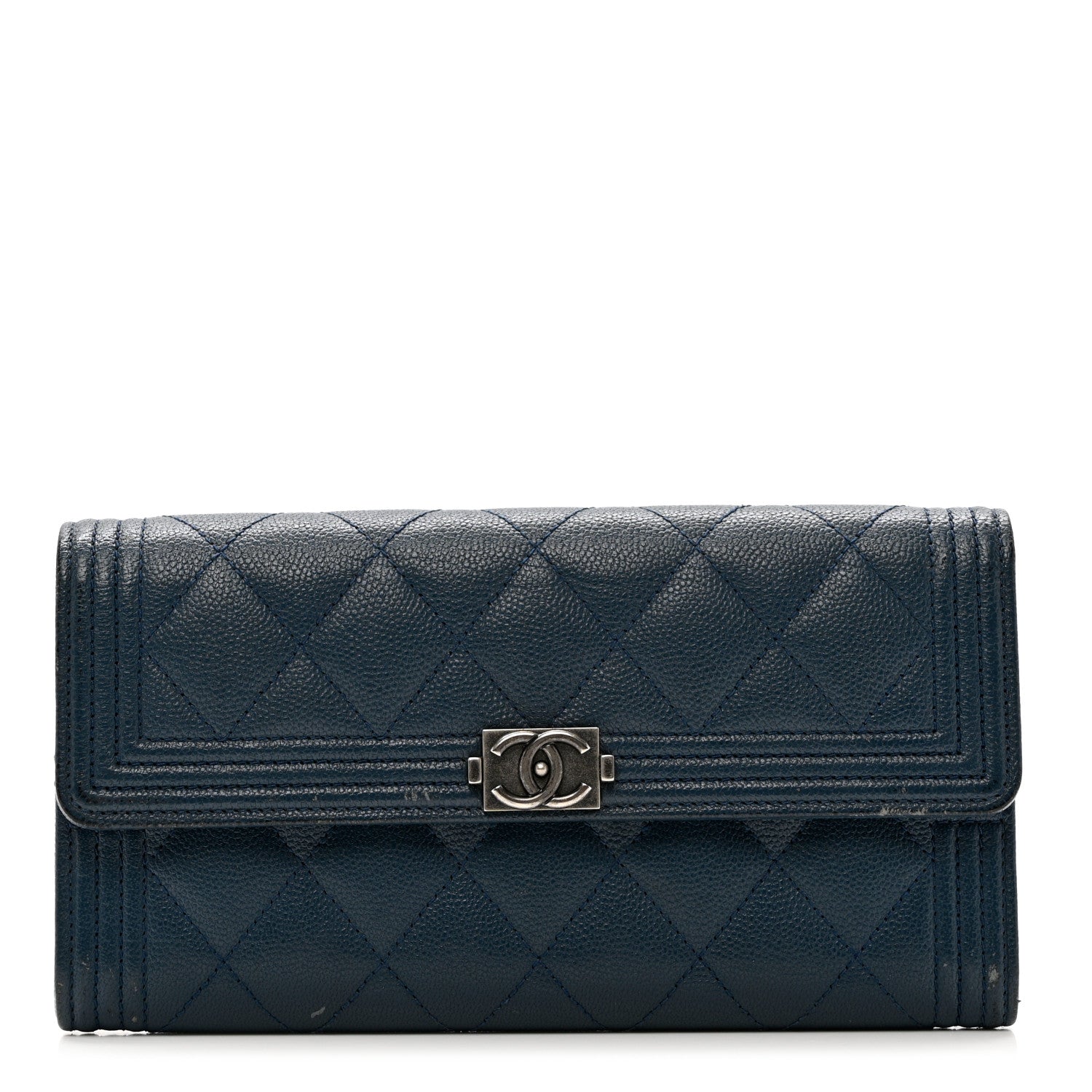 Chanel Caviar Quilted Boy Flap Wallet Blue 1 of 10