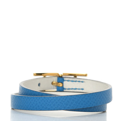 Hermes Epsom Behapi Double Tour Bracelet XS Bleu Zanzibar White 3 of 6