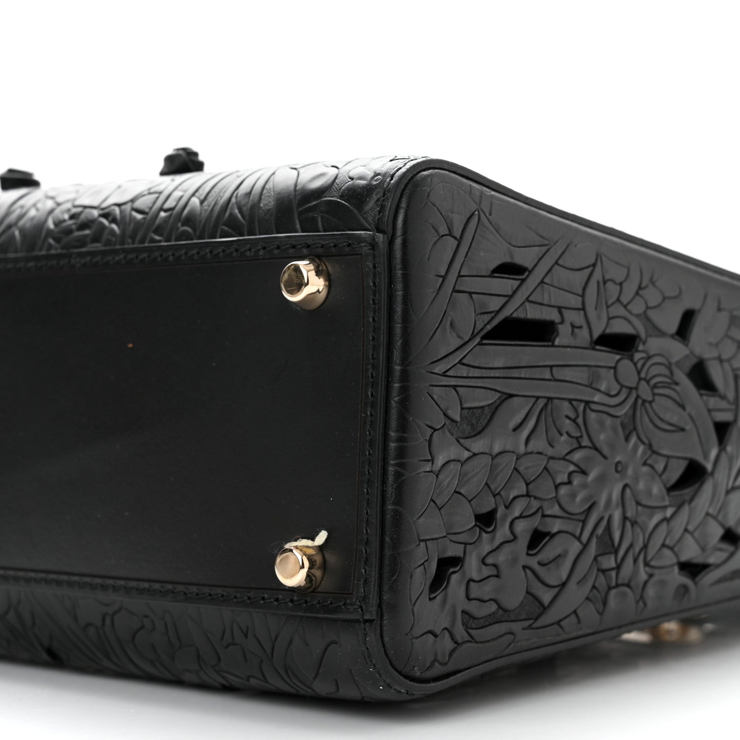 Calfskin Laser Cut Large Lady Dior Black