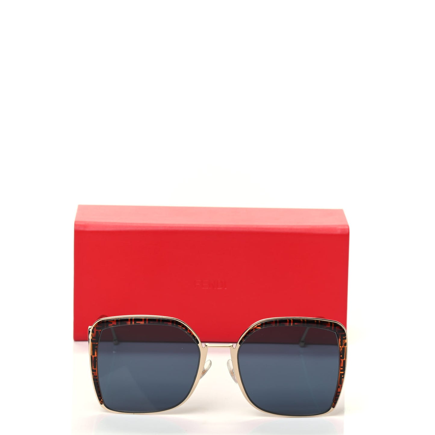 Metal Acetate F is Fendi FF Square Sunglasses FF 0294/S Gold Havana