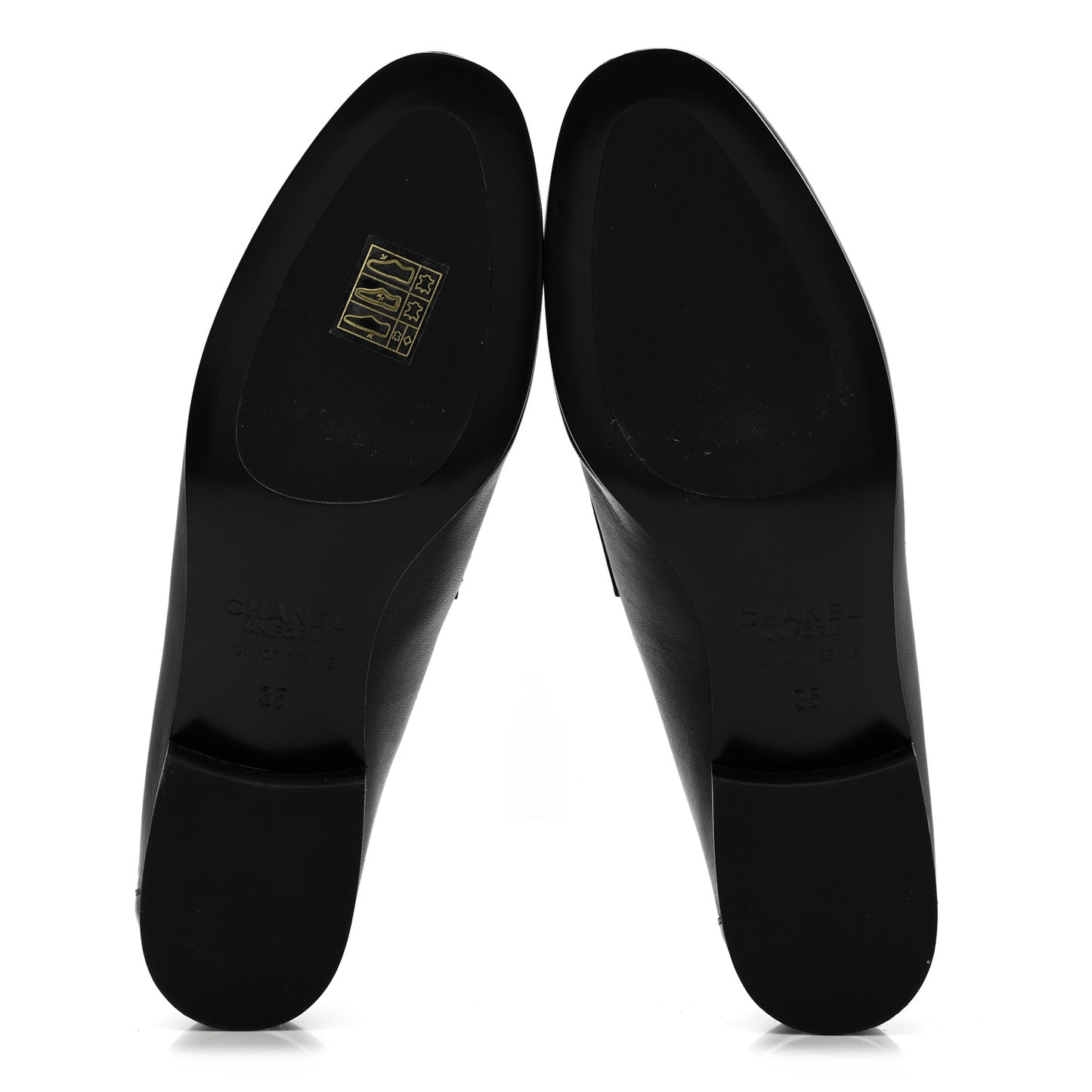 Lambskin Womens Stitched CC Loafers 35 Black