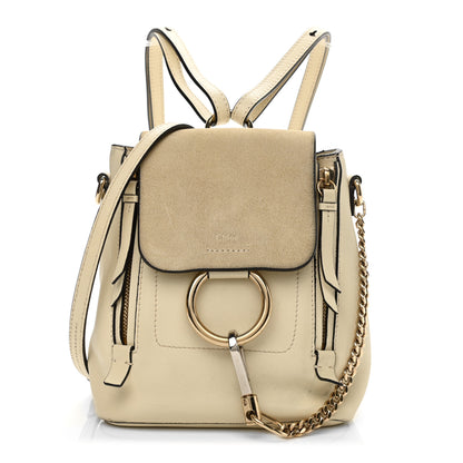 Chloe Suede Calfskin Mini Faye Backpack Off White 1 of 16