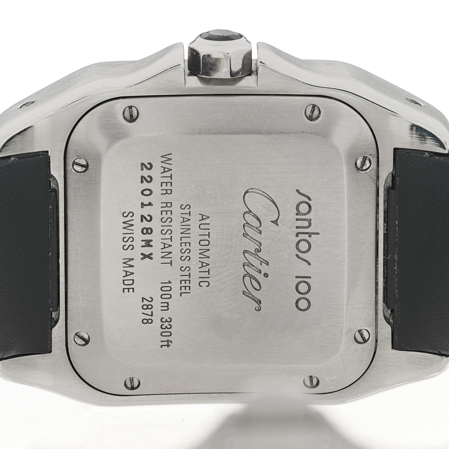 Stainless Steel Alligator 33mm Santos 100 Automatic Watch