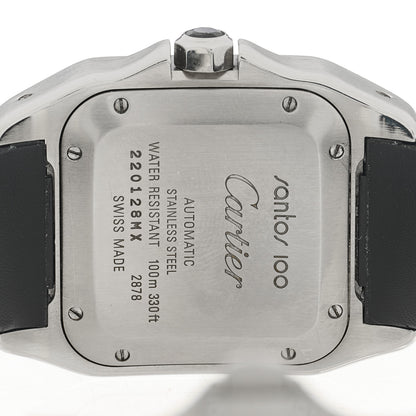 Cartier Stainless Steel Alligator 33mm Santos 100 Automatic Watch 4 of 4