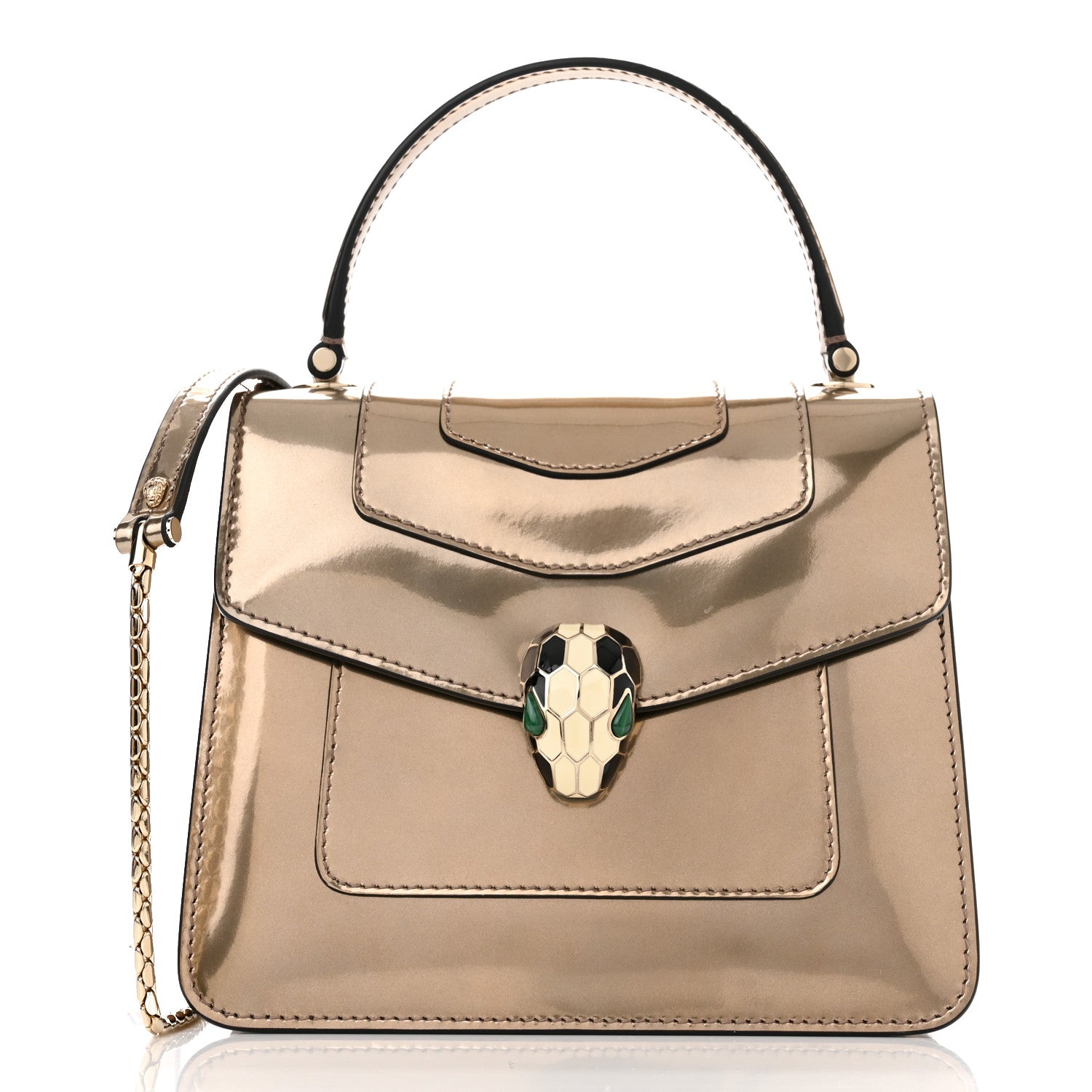 Bulgari Metallic Calfskin Serpenti Forever Top Handle Bronze 3 of 10