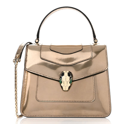 Bulgari Metallic Calfskin Serpenti Forever Top Handle Bronze 3 of 10