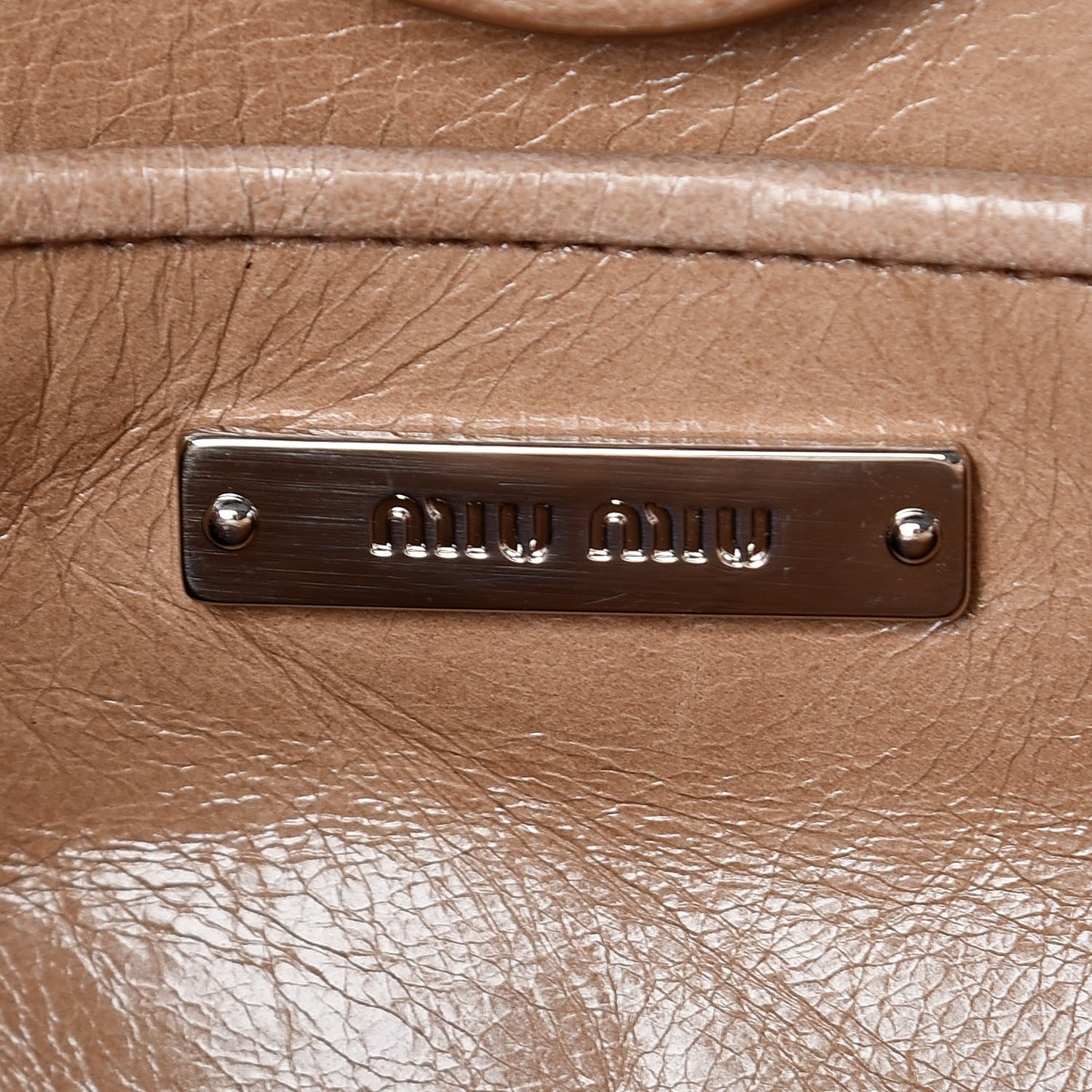 Vitello Shine Top Handle Satchel Cammeo