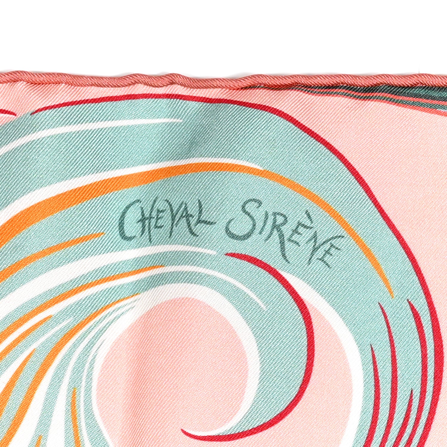 Hermes Silk Cheval Sirene Double Face 90 Rose Poudre Vert Corail 3 of 7