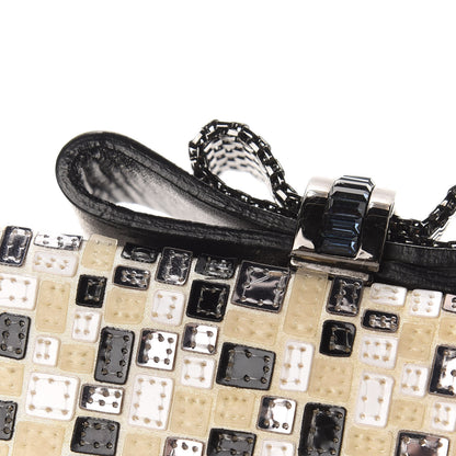 Christian Louboutin Satin Sequins Mosaique Cleo Clutch Black White 7 of 14