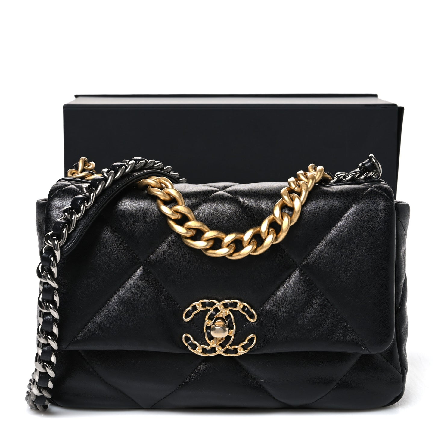 Lambskin Quilted Medium Chanel 19 Flap Black