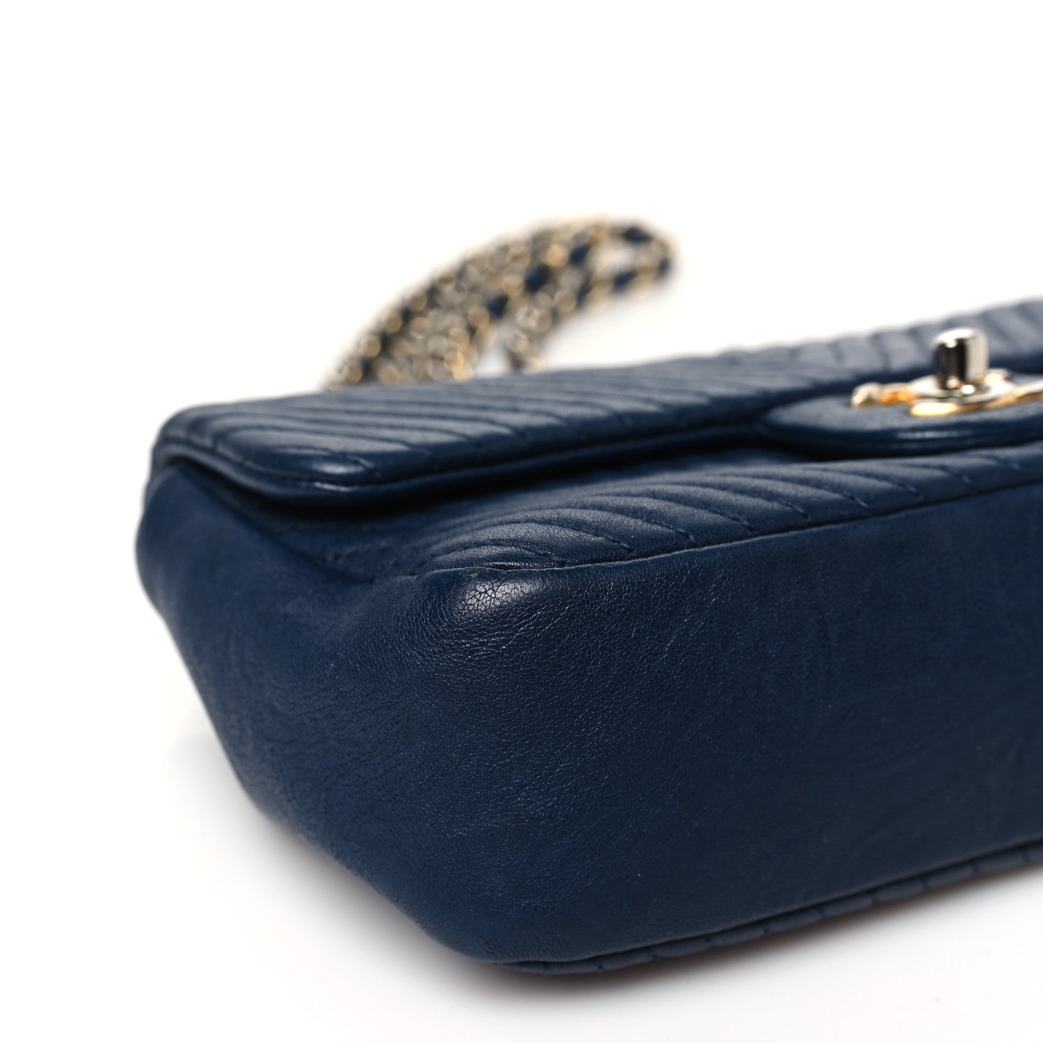 Chanel Calfskin Surpique Chevron Small Flap Navy 9 of 10
