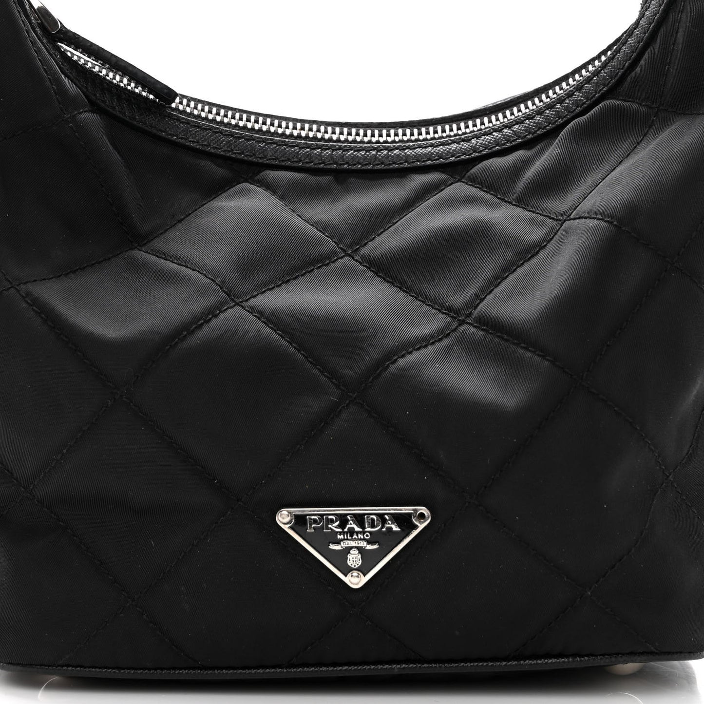 Tessuto Nylon Quilted Saffiano Shoulder Bag Black