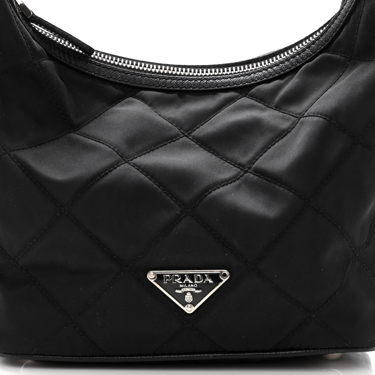 Prada Tessuto Nylon Quilted Saffiano Shoulder Bag Black 7 of 9