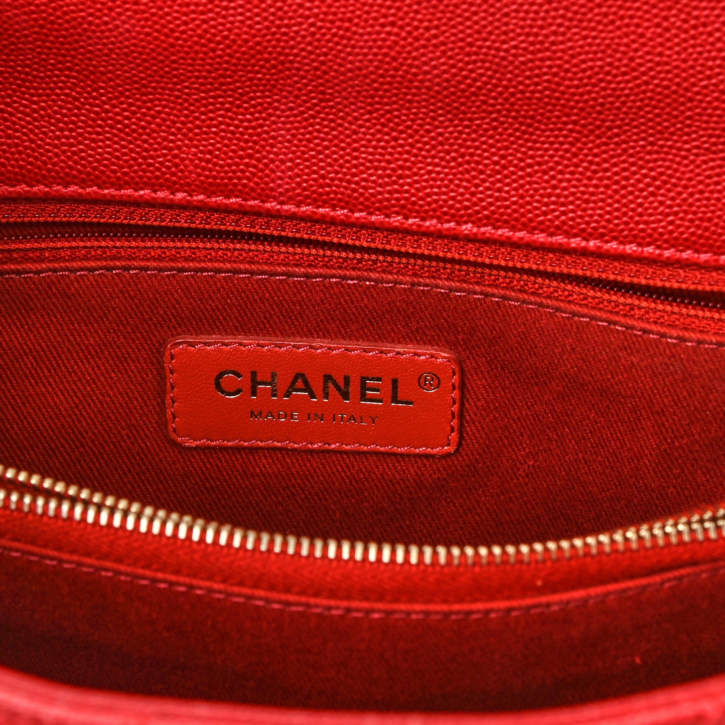 Caviar Quilted Small Coco Handle Flap Red