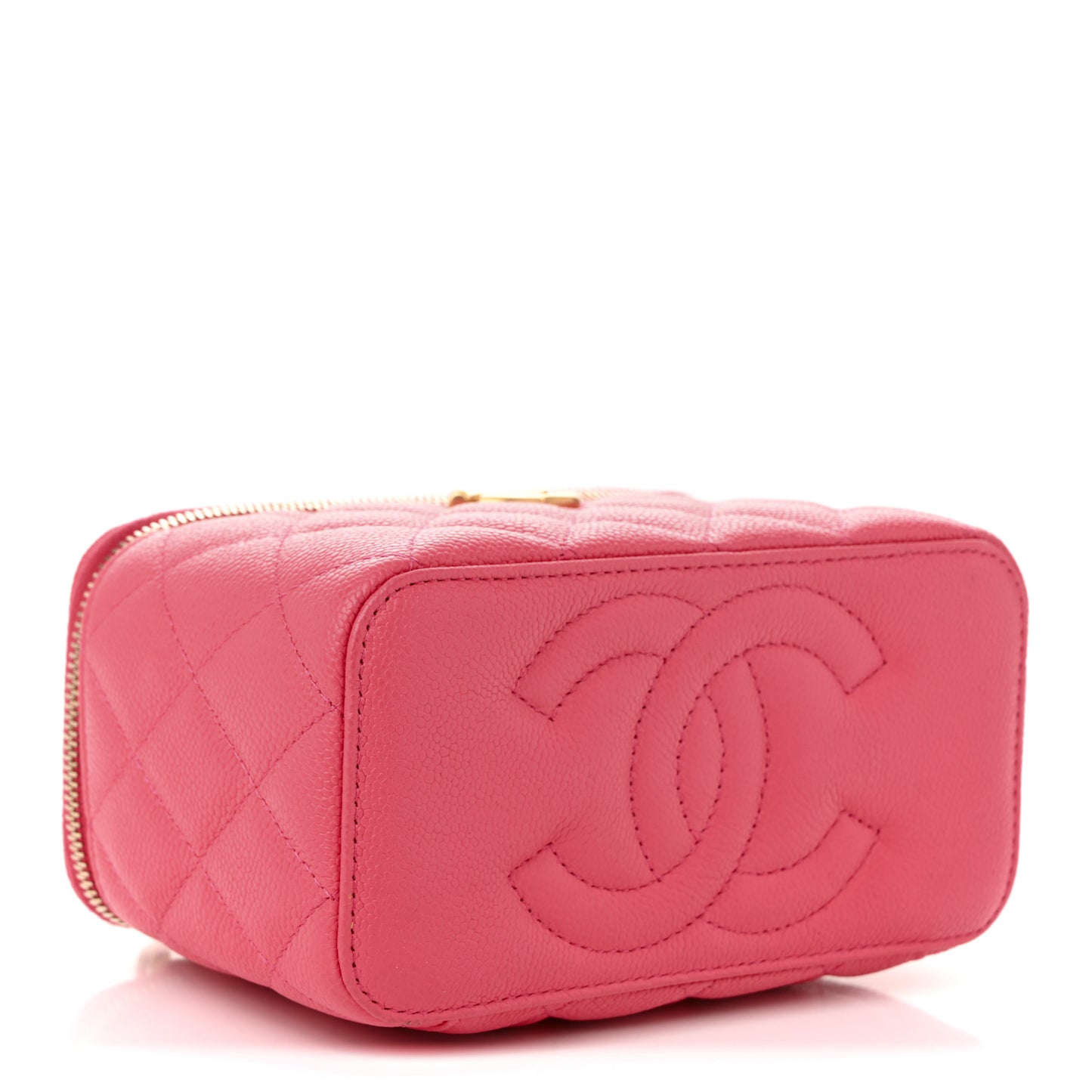 Caviar Quilted Sweetheart Vanity Case Pink