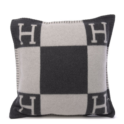 Hermes Wool Cashmere Avalon Pillow PM Ecru Gris Fonce 1 of 5