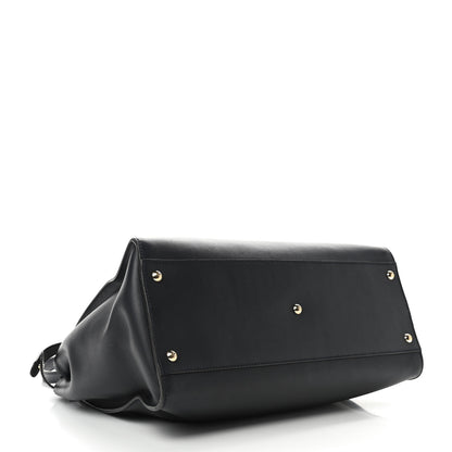 Fendi Vitello Seta Shiny Nappa Large Peekaboo Iconic Satchel Blue Notte Turchese 3 of 9