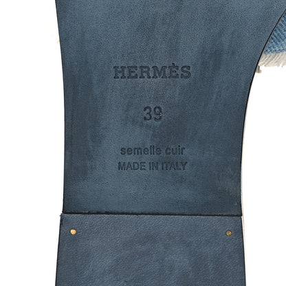 Hermes Denim Oran Fringe Sandals 39 Bleu Clair 8 of 11