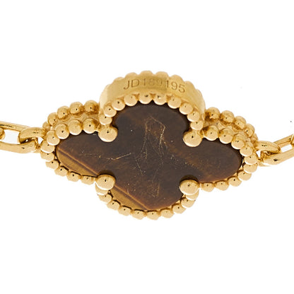 Van Cleef & Arpels 18K Yellow Gold Tiger Eye 5 Motifs Vintage Alhambra Bracelet 3 of 4