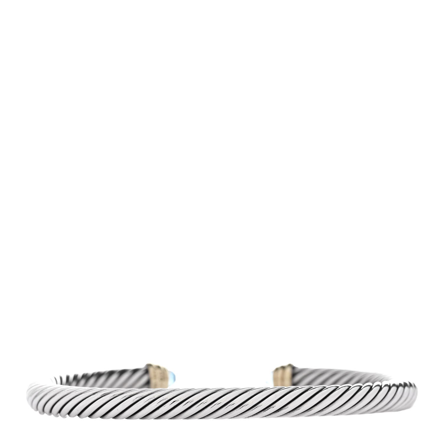 David Yurman Sterling Silver 14K Yellow Gold Blue Topaz 5mm Cable Classics Petite Color Bracelet 3 of 4
