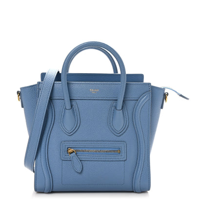 Celine Drummed Calfskin Nano Luggage Azure 1 of 10