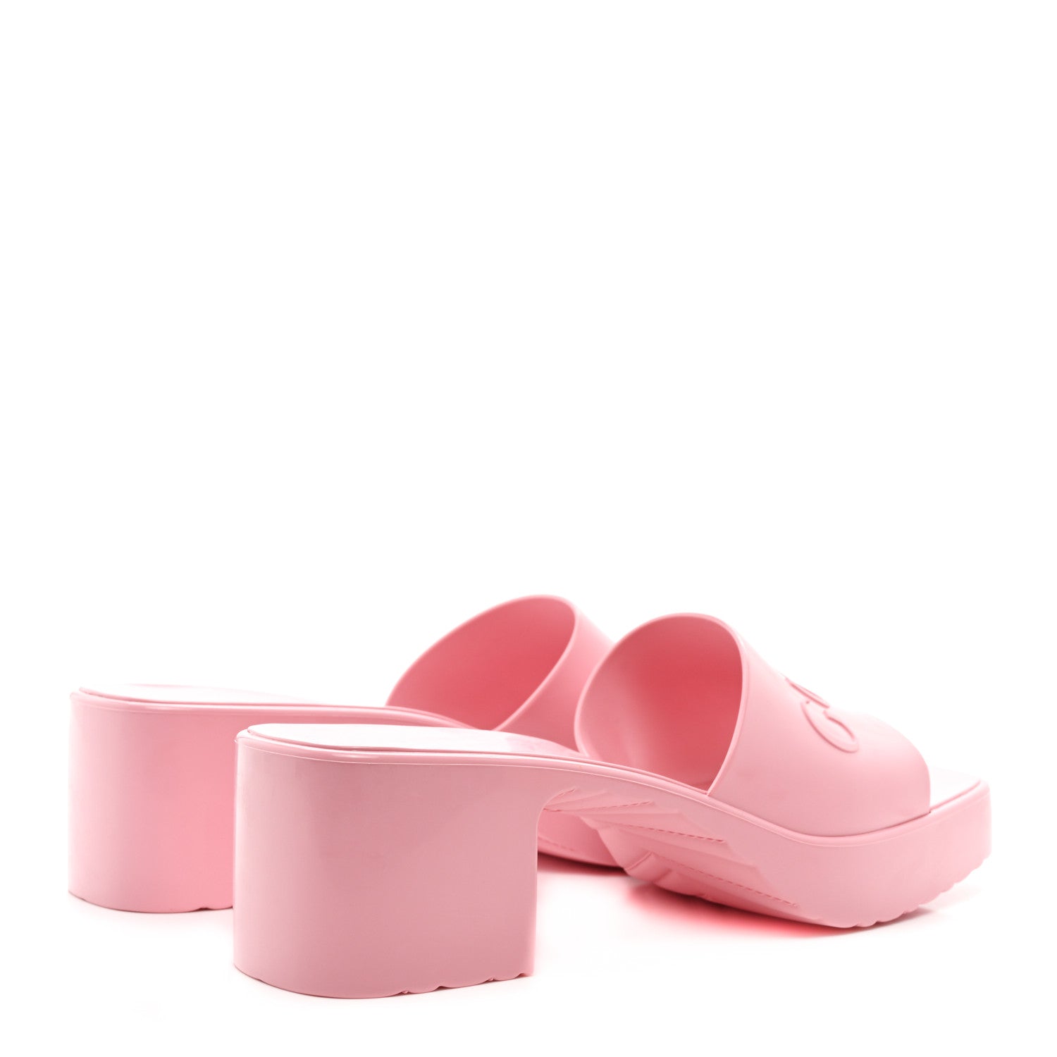 Gucci Rubber Gucci Logo Womens Platform 20/60mm Slide Sandals 37 Wild Rose 4 of 9
