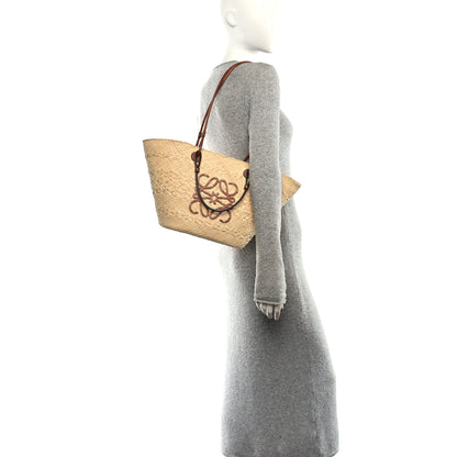 Loewe Calfskin Raffia Medium Anagram Basket Tote Bag Natural Tan 2 of 9