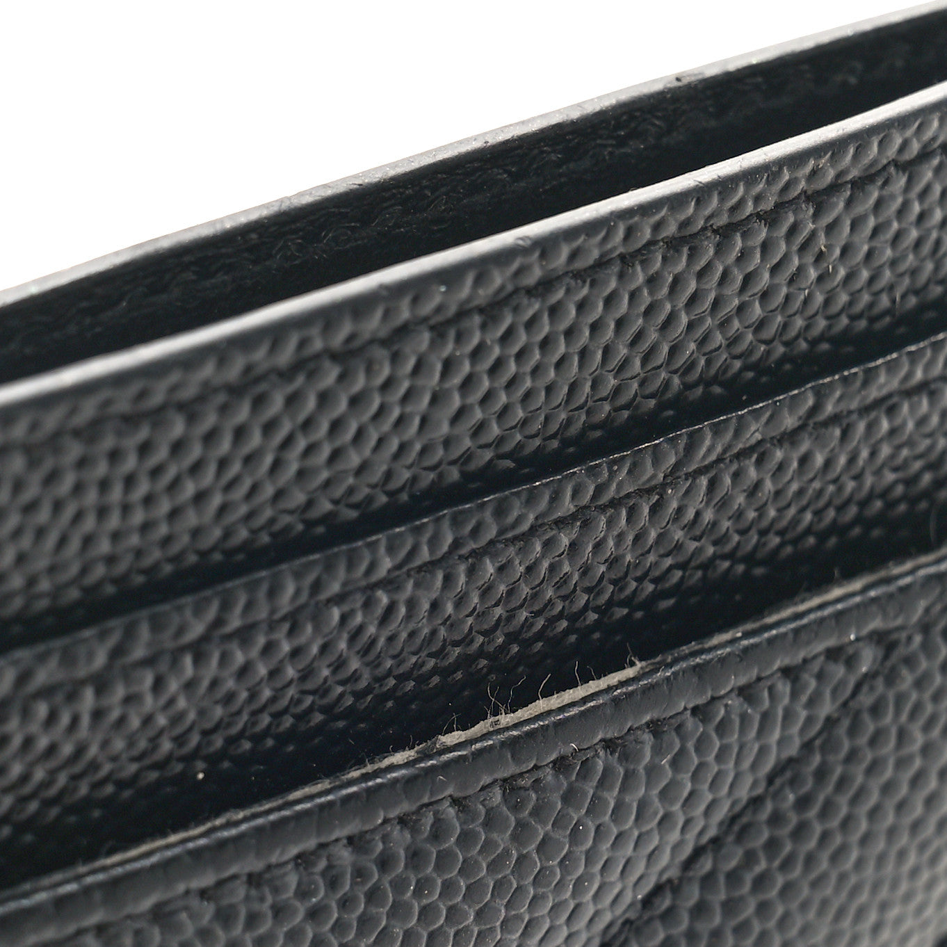 Saint Laurent Grain De Poudre Matelasse Chevron Monogram Credit Card Case Black 10 of 10