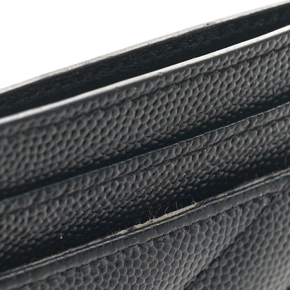 Saint Laurent Grain De Poudre Matelasse Chevron Monogram Credit Card Case Black 10 of 10