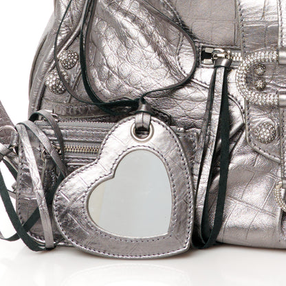 Balenciaga Metallic Agneau Arena Crystal Medium Le Cagole Shoulder Bag Silver 8 of 10