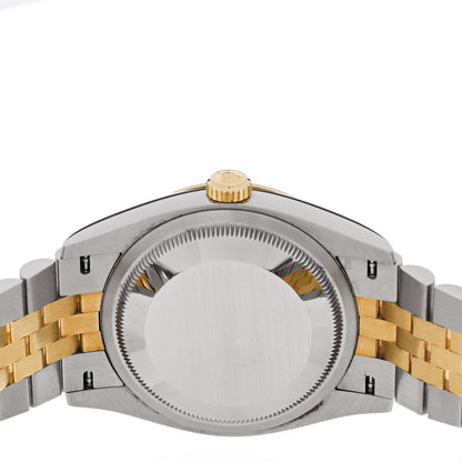 Rolex Stainless Steel 18K Yellow Gold Diamond 36mm Oyster Perpetual Datejust Watch Silver Roman 126233 4 of 5