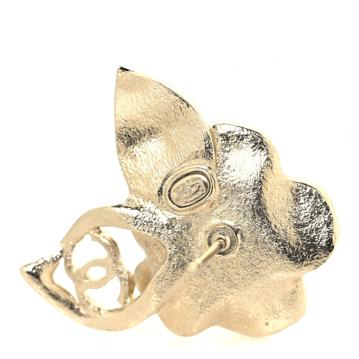 Chanel Crystal CC Camelia Earrings Gold 4 of 5