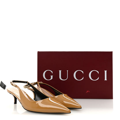 Gucci Patent Signoria 35mm Slingback Pumps 39 Sand 10 of 10