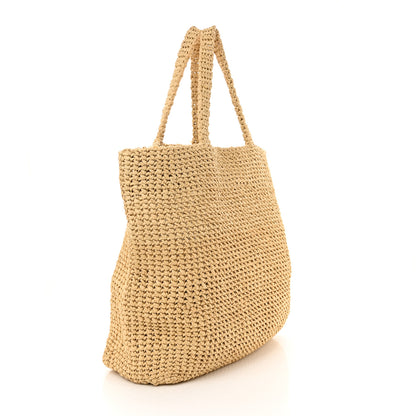 Prada Yarn Raffia Effect Crochet Embroidered Logo Tote Naturale 3 of 10