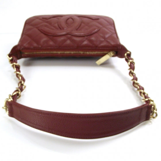 Chanel Caviar Quilted Pochette Dark Red 5 of 10