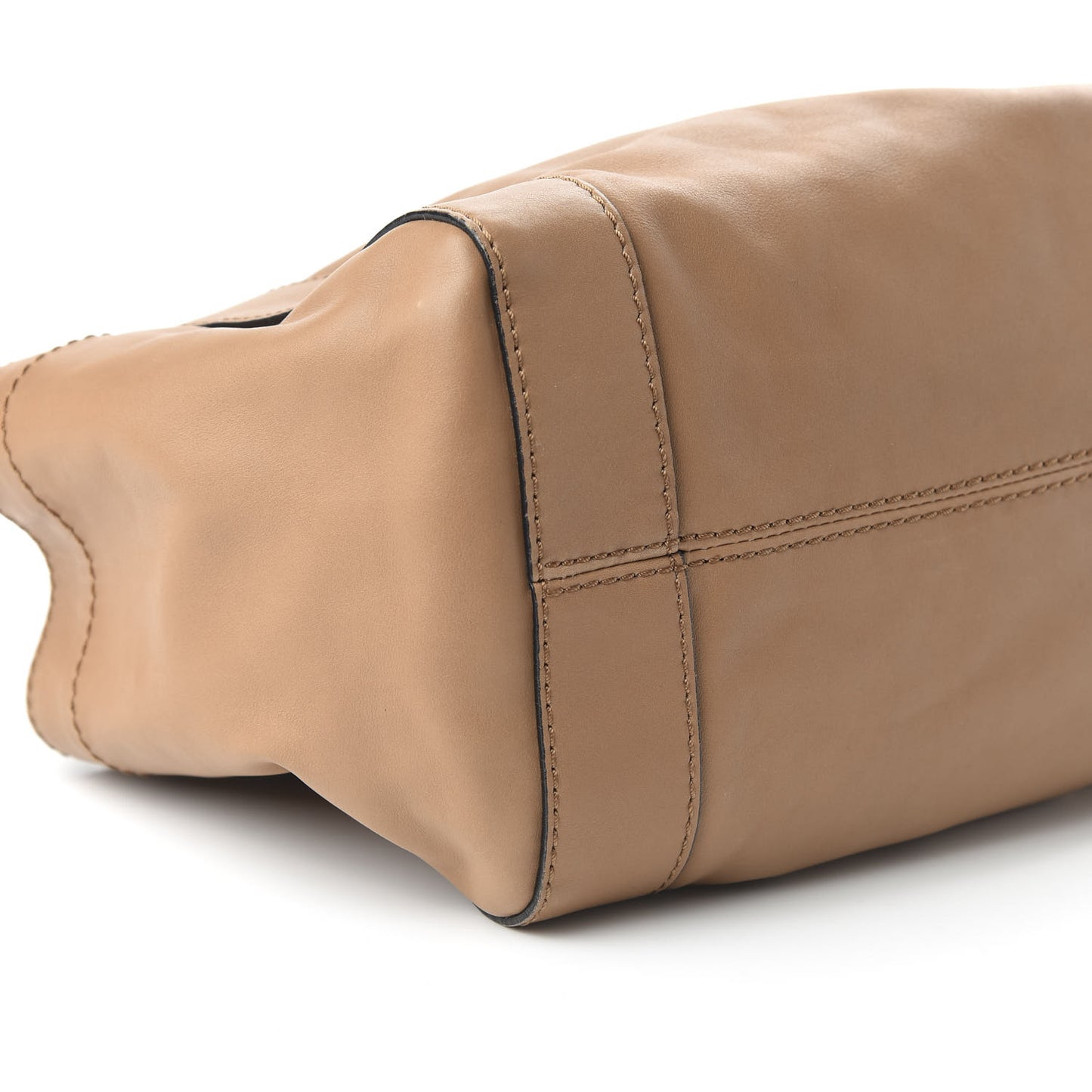 Nappa Double Pocket Bow Tote Camel