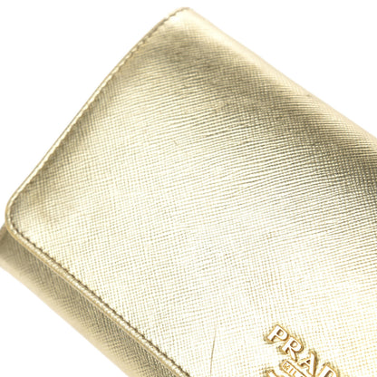Prada Metallic Saffiano Metal Chain Wallet Platino 7 of 11