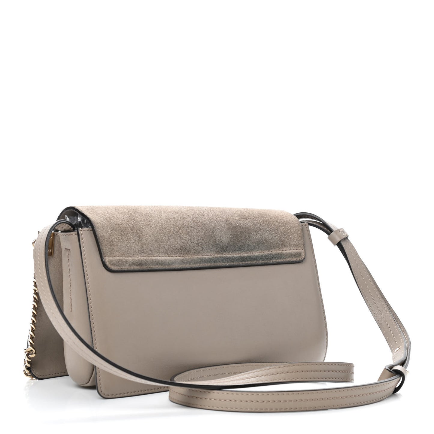Suede Calfskin Small Faye Shoulder Bag Motty Grey