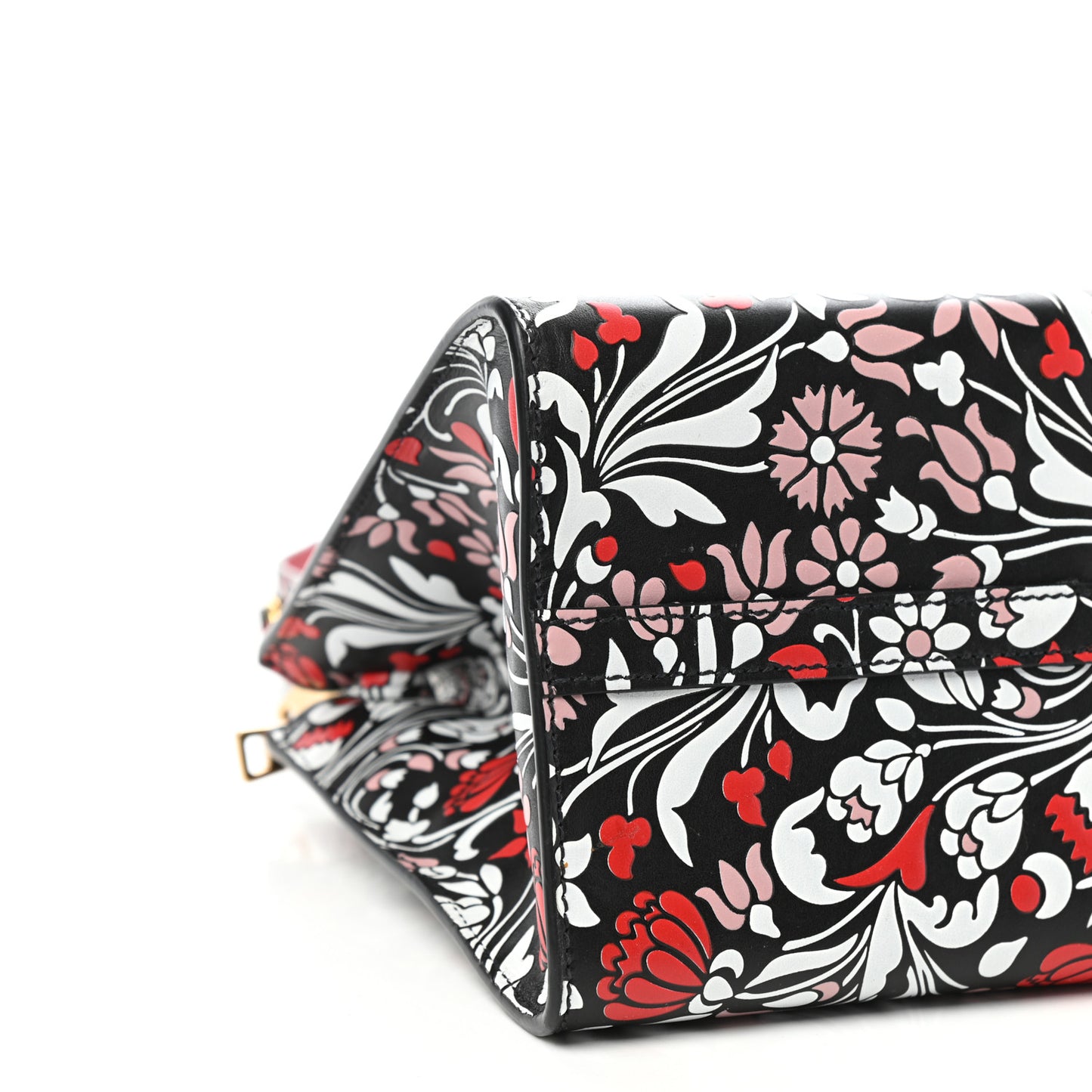 Calfskin Floreale Medium Galleria Double Zip Tote White Black Pink